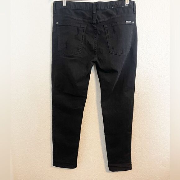 7 For All Mankind jeans Black Josephina Boyfriend Destroyed busted knee Jean 28 - Picture 4 of 9